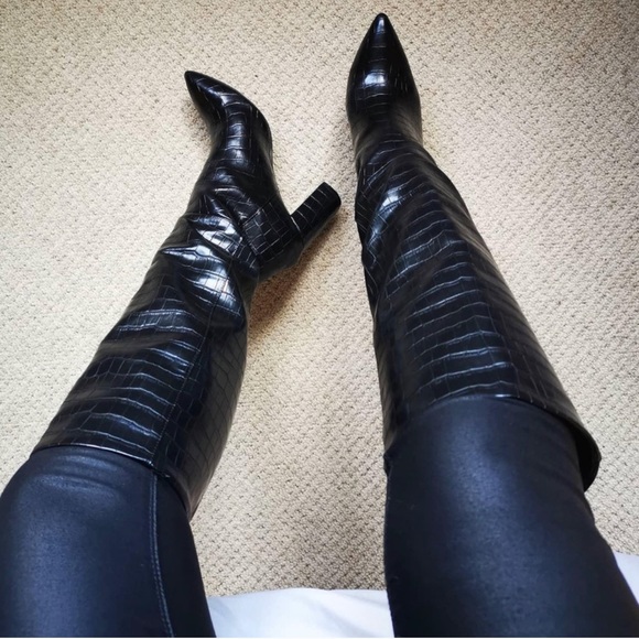 NWOT H&M Crocodile Patterned Faux Leather Boots 36 - Picture 4 of 10